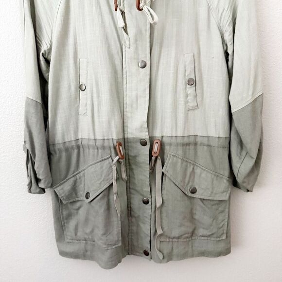 BLU PEPPER x ANTHROPOLOGIE | Cotton Linen Utility Tone Colorblock Jacket | Small - Picture 4 of 8